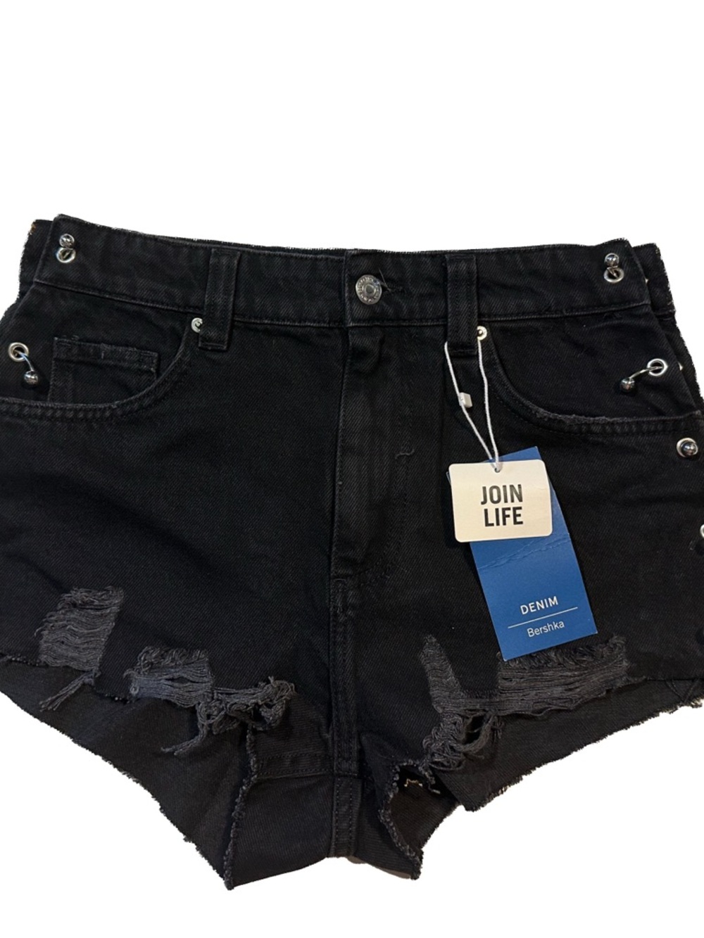 Black Denim High-Waist Short Shorts